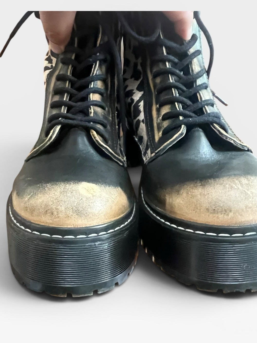 Steve Madden Avenger Leopard Studded Platform Combat Boots Y2K Grunge 10 - Picture 4 of 8